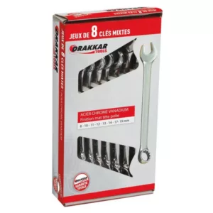 JEU DE 8 CLES MIXTES - 8 A 19 MM