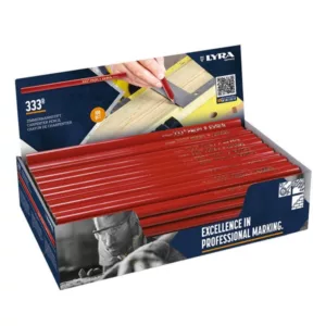 CRAYON DE CHARPENTIER OVALE ROUGE 300 MM (Lot de 12)